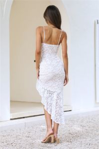 Lace On Her Midi Dress White sold by Hello Molly