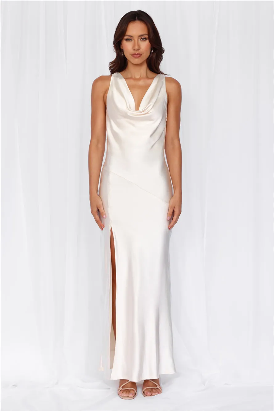 HELLO MOLLY The Loretta Cowl Satin Maxi Dress Pearl sold by Hello Molly product image thumbnail 5
