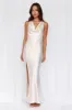 HELLO MOLLY The Loretta Cowl Satin Maxi Dress Pearl sold by Hello Molly