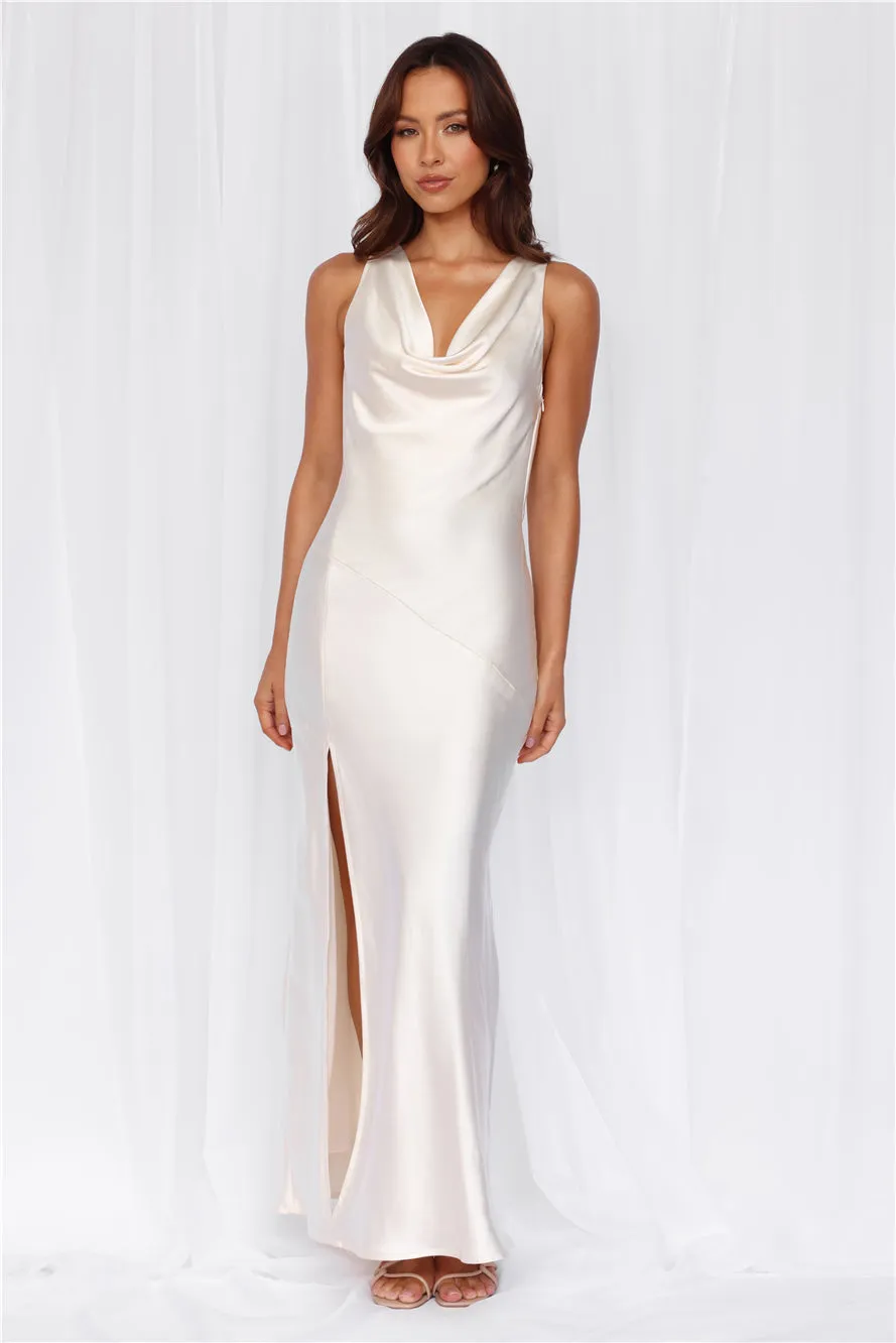 HELLO MOLLY The Loretta Cowl Satin Maxi Dress Pearl sold by Hello Molly product image thumbnail 2