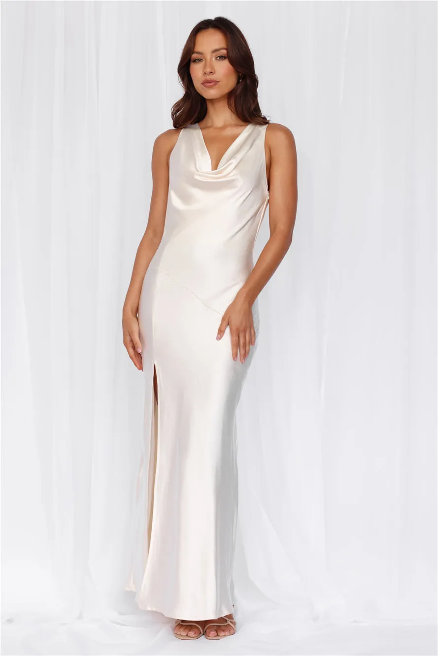 HELLO MOLLY The Loretta Cowl Satin Maxi Dress Pearl sold by Hello Molly product image thumbnail 4