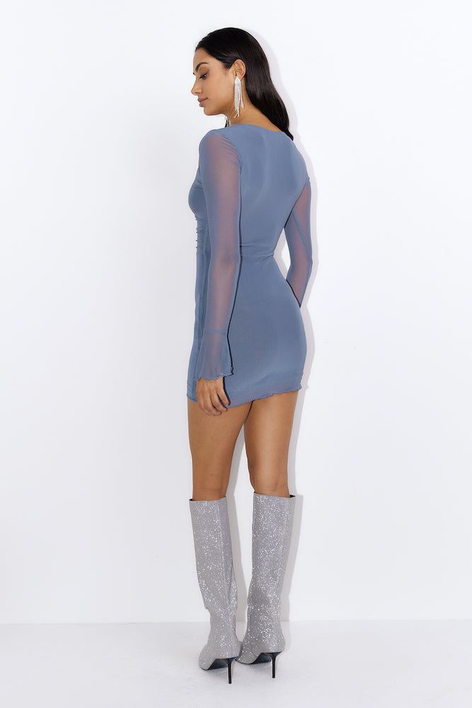 Dance To Me Mesh Mini Dress Charcoal sold by Hello Molly product image thumbnail 5