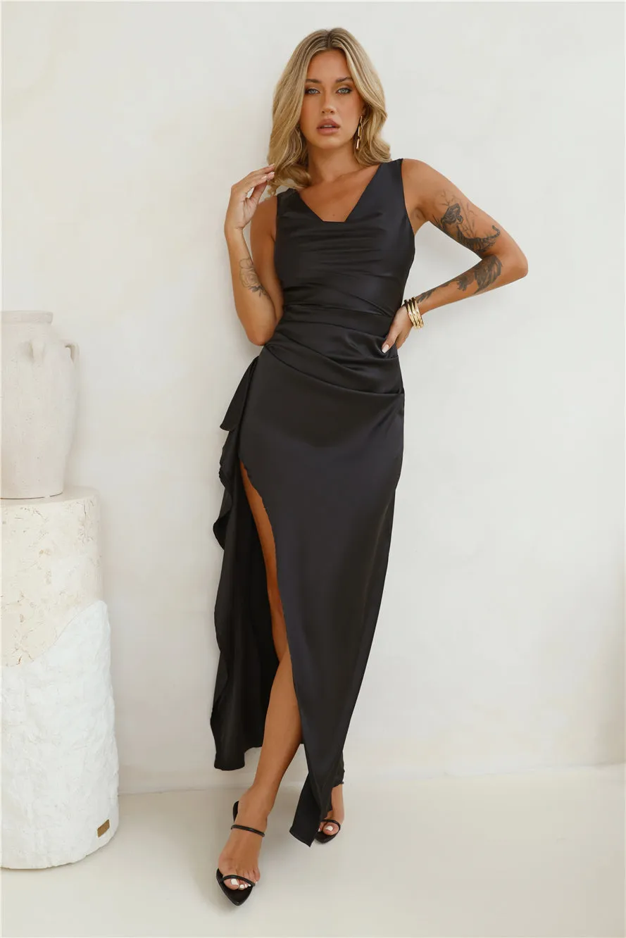 Stars Of Luxury Satin Maxi Dress Black sold by Hello Molly product image thumbnail 2