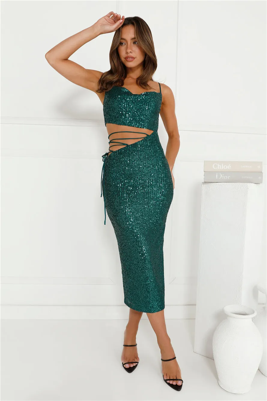 Shimmer Shores Sequin Midi Dress Green sold by Hello Molly product image thumbnail 2