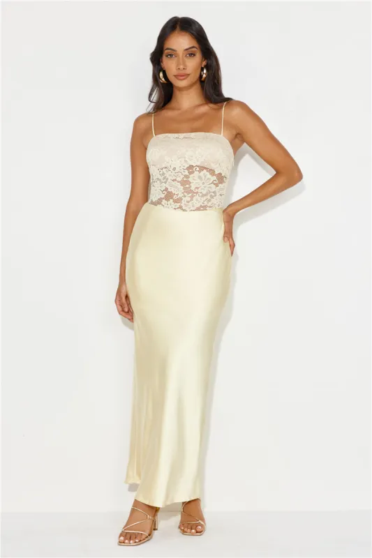 Switch On Satin Maxi Dress Yellow sold by Hello Molly
