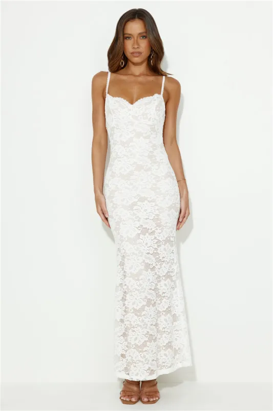 Soft Sweet Lace Maxi Dress White sold by Hello Molly