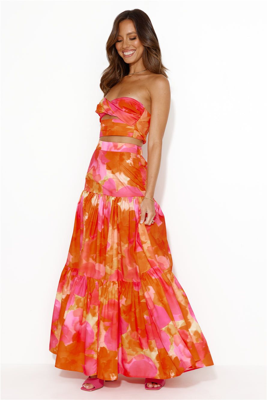 RUNAWAY Ayla Maxi Skirt Orange Floral sold by Hello Molly product image thumbnail 4