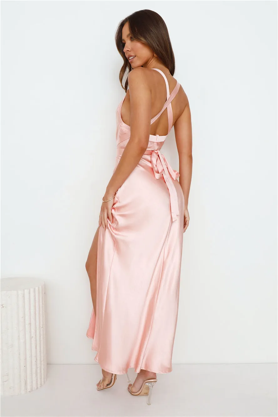 High Class Wedding Satin Maxi Dress Pink sold by Hello Molly product image thumbnail 4