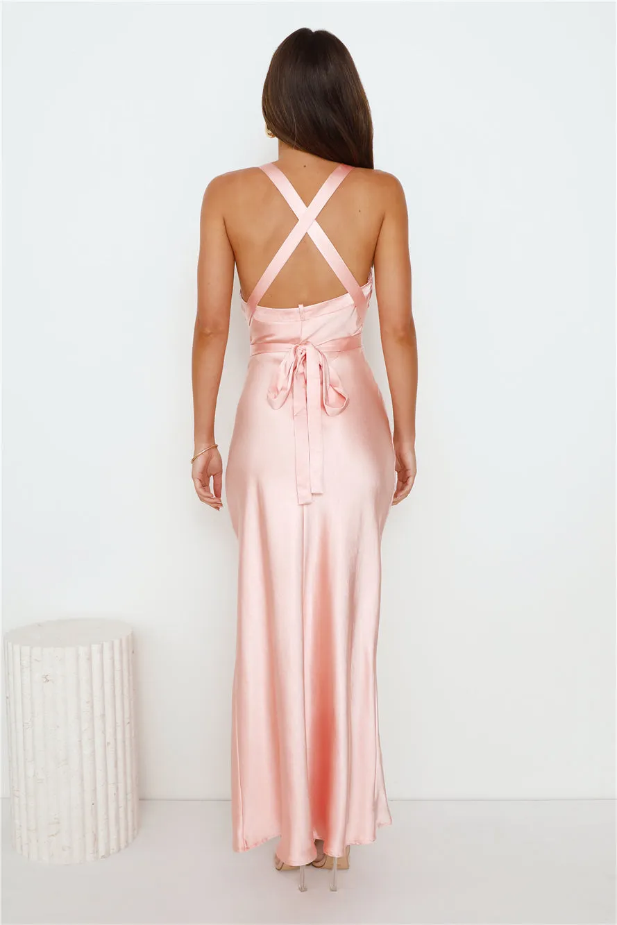 High Class Wedding Satin Maxi Dress Pink sold by Hello Molly product image thumbnail 5