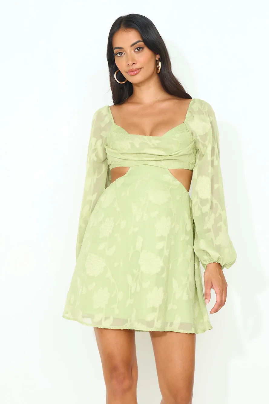 Dainty Long Sleeve Mini Dress Green sold by Hello Molly product image thumbnail 3