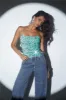 Sparkling Diamond Sequin Crop Top Mint sold by Hello Molly