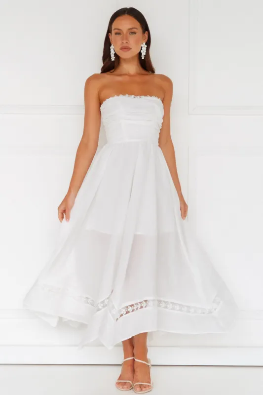 Goddess Of The Moon Strapless Midi Dress White sold by Hello Molly