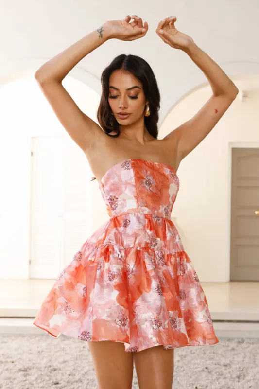 In Your Feelings Strapless Mini Dress Orange sold by Hello Molly
