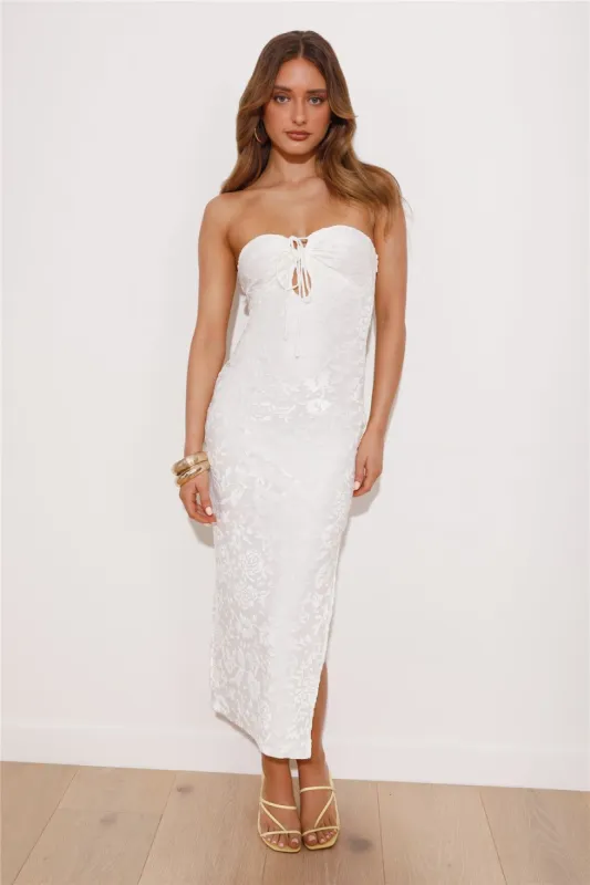 Reflective Pictures Midi Dress White sold by Hello Molly