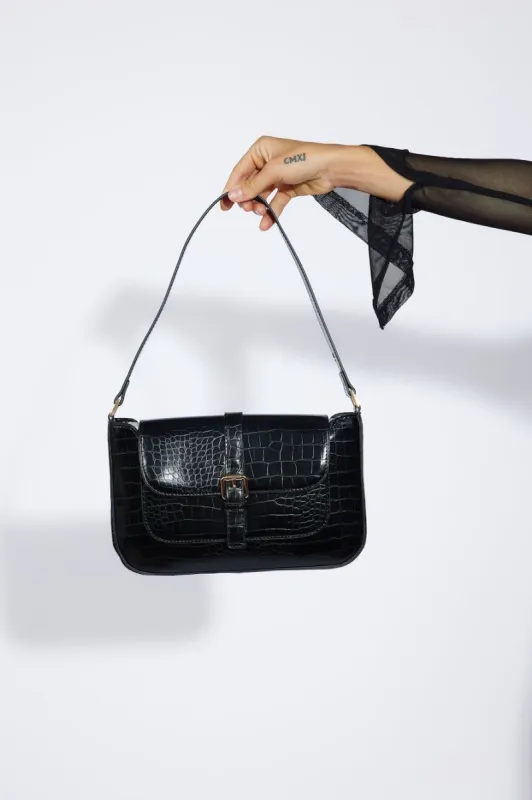 BILLINI Imogen Shoulder Bag Black Croc sold by Hello Molly