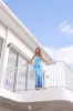 Sapphire Seascape Satin Maxi Dress Blue sold by Hello Molly