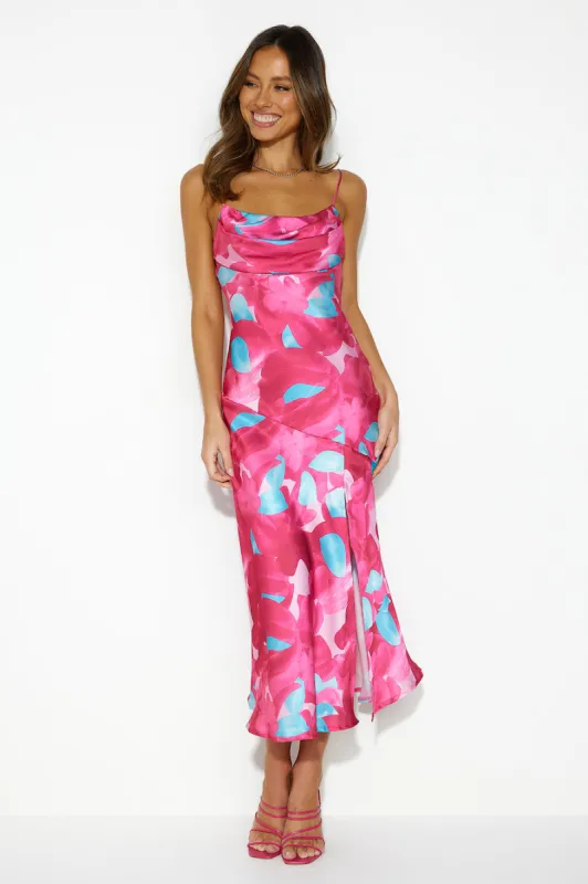 Silky Silhouette Midi Dress Pink sold by Hello Molly