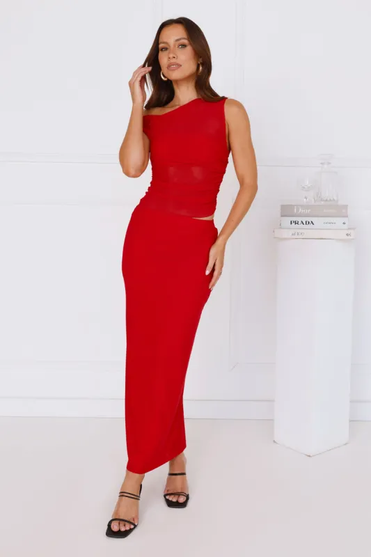 Surprise Parties Mesh Off Shoulder Top Red sold by Hello Molly