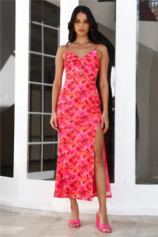 All The Cool Vibes Mesh Maxi Dress Pink sold by Hello Molly