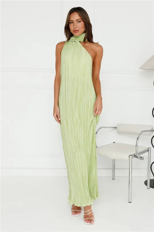 Plisse Perfect Maxi Dress Lime sold by Hello Molly