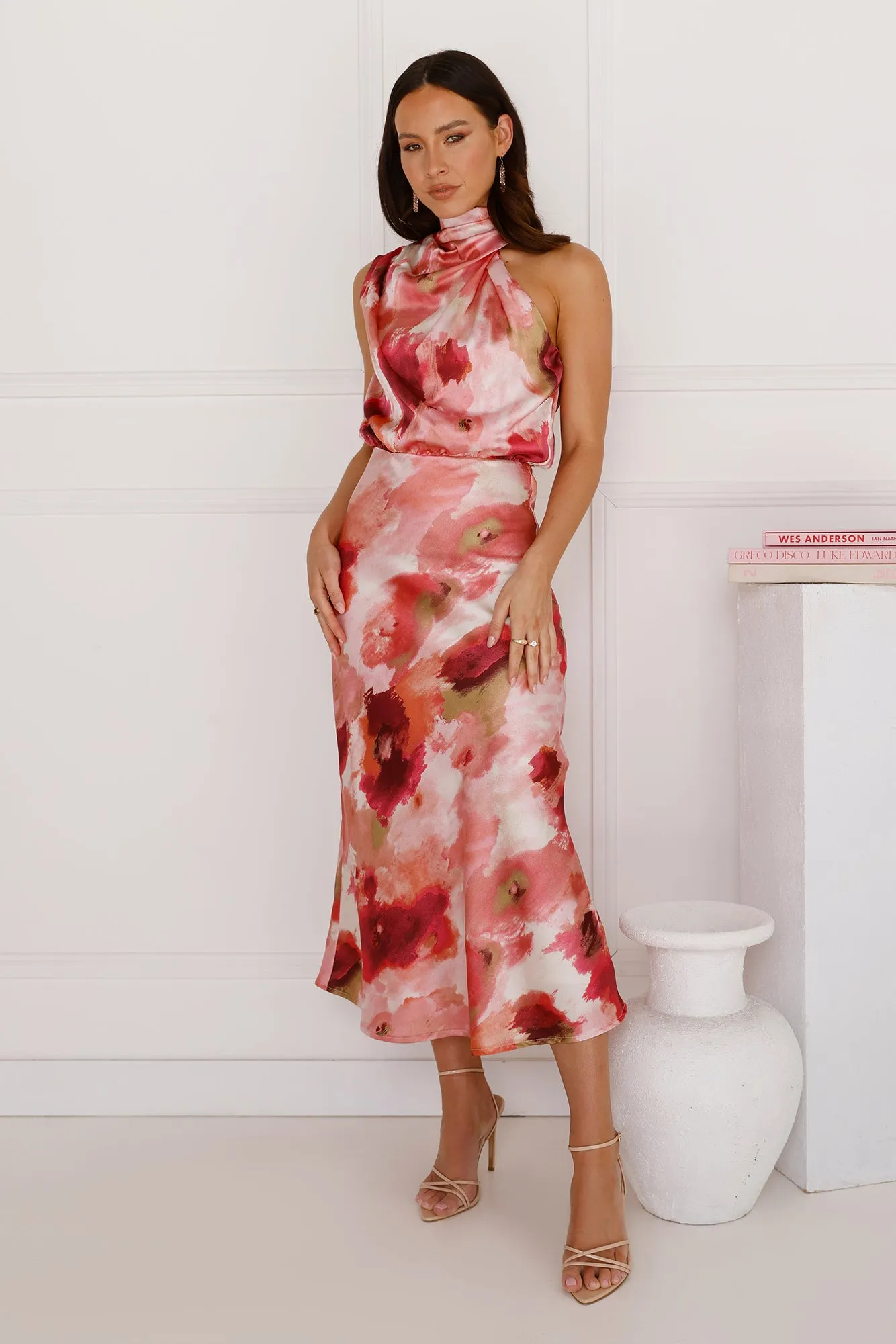 Blossom Trails Satin Maxi Dress Pink sold by Hello Molly product image thumbnail 3