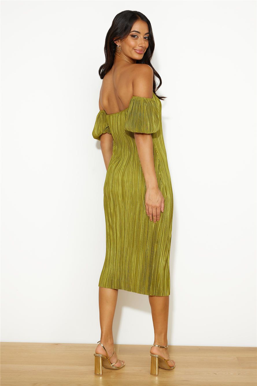 Give Me Plisse Midi Dress Olive sold by Hello Molly product image thumbnail 3