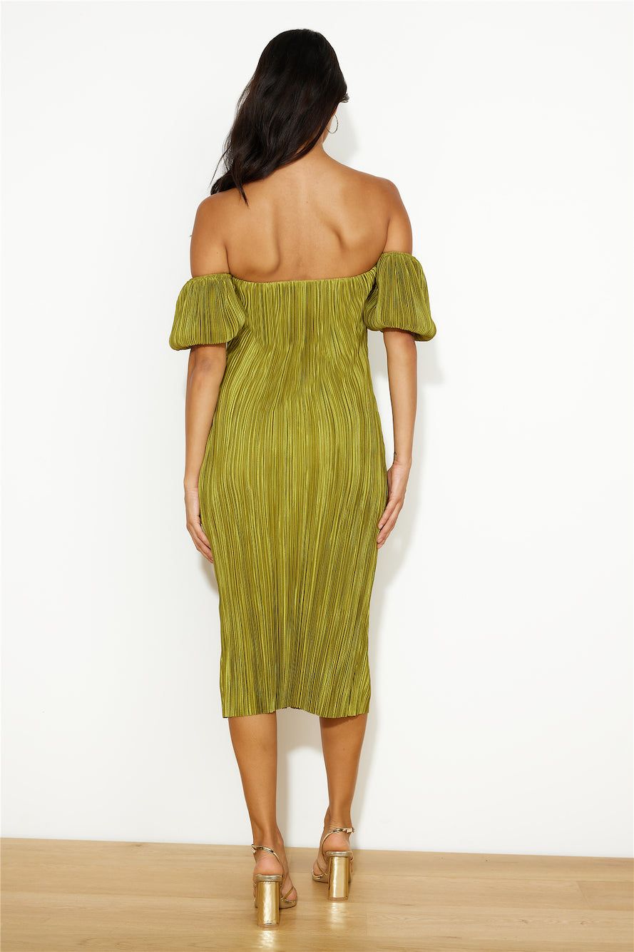 Give Me Plisse Midi Dress Olive sold by Hello Molly product image thumbnail 4
