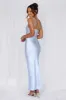 HELLO MOLLY The Penelope Cowl Satin Maxi Dress Blue sold by Hello Molly