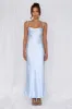 HELLO MOLLY The Penelope Cowl Satin Maxi Dress Blue sold by Hello Molly