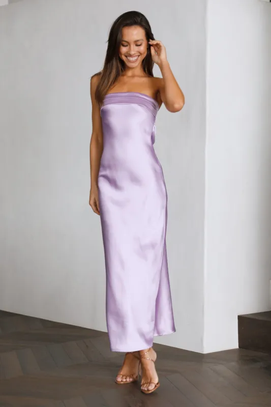 Coolness Calling Satin Maxi Dress Lilac sold by Hello Molly