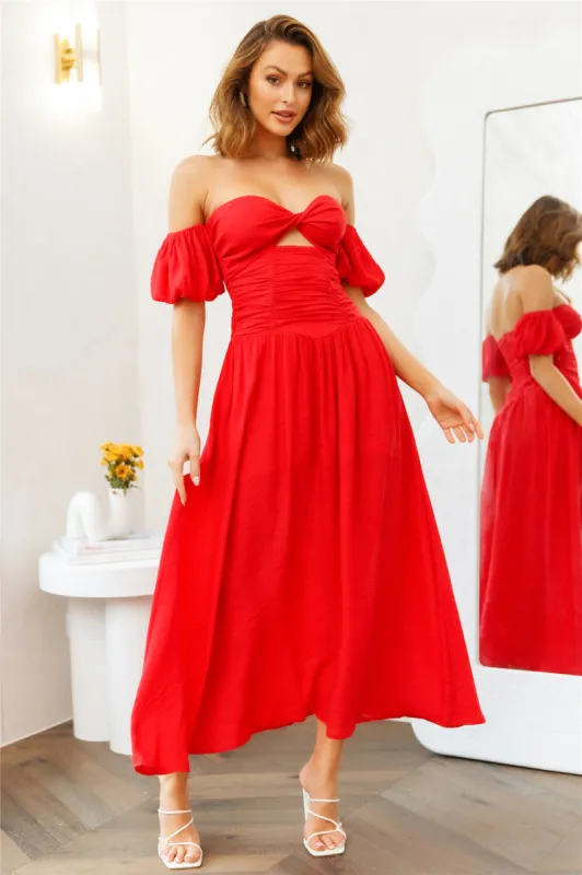Nightly Dates Midi Dress Red sold by Hello Molly