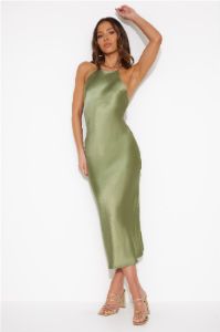 Mood For Luxe Satin Maxi Dress Green sold by Hello Molly