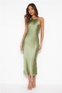 Mood For Luxe Satin Maxi Dress Green sold by Hello Molly