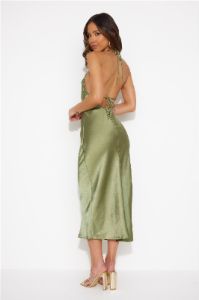 Mood For Luxe Satin Maxi Dress Green sold by Hello Molly