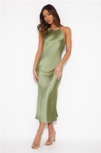 Mood For Luxe Satin Maxi Dress Green sold by Hello Molly