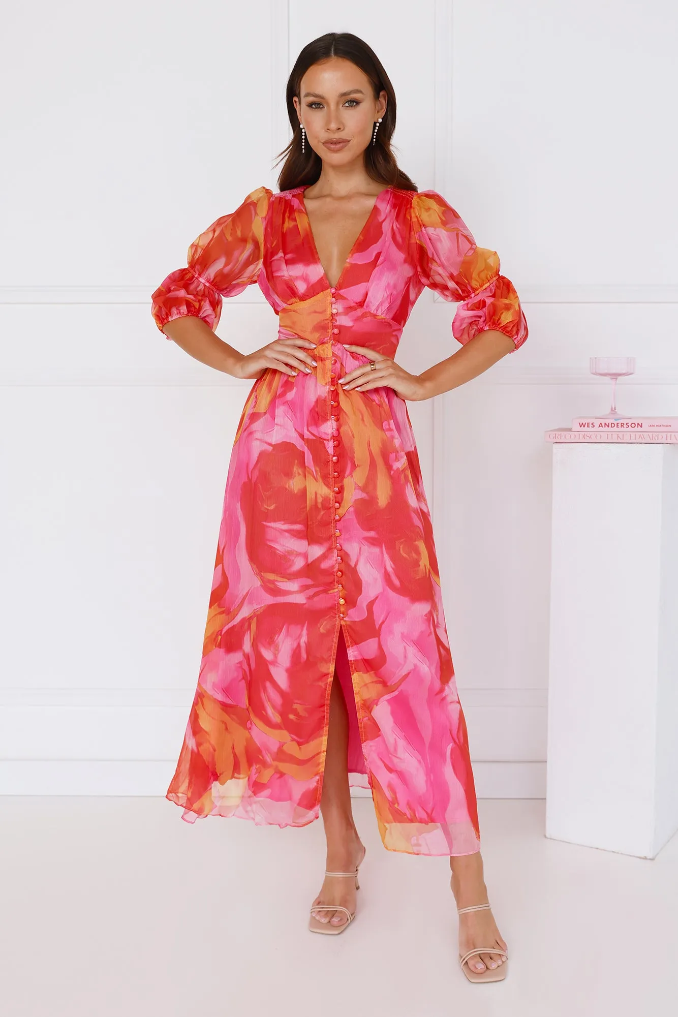 Whimsical Wilds Short Sleeve Maxi Dress Pink sold by Hello Molly