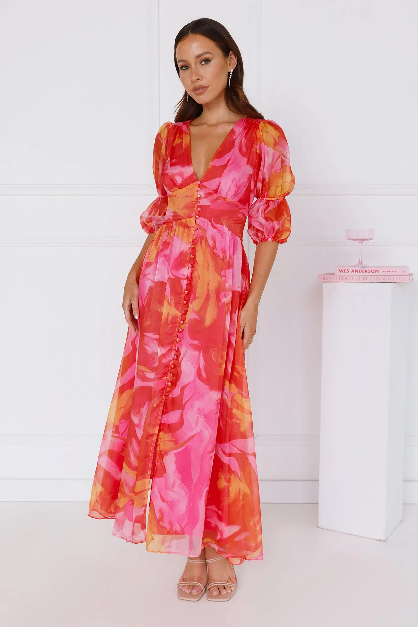 Whimsical Wilds Short Sleeve Maxi Dress Pink sold by Hello Molly product image thumbnail 3