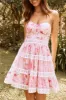 HELLO MOLLY Nostalgic Paradise Strapless Mini Dress Pink sold by Hello Molly