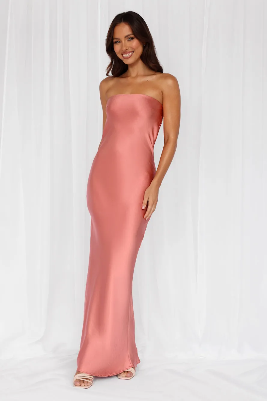 HELLO MOLLY The Felicity Strapless Satin Maxi Dress Rose sold by Hello Molly product image thumbnail 2