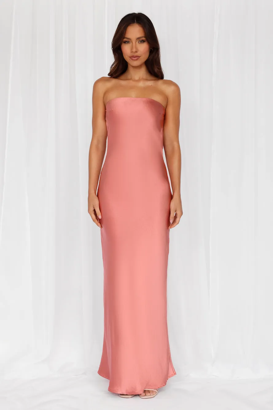 HELLO MOLLY The Felicity Strapless Satin Maxi Dress Rose sold by Hello Molly product image thumbnail 3
