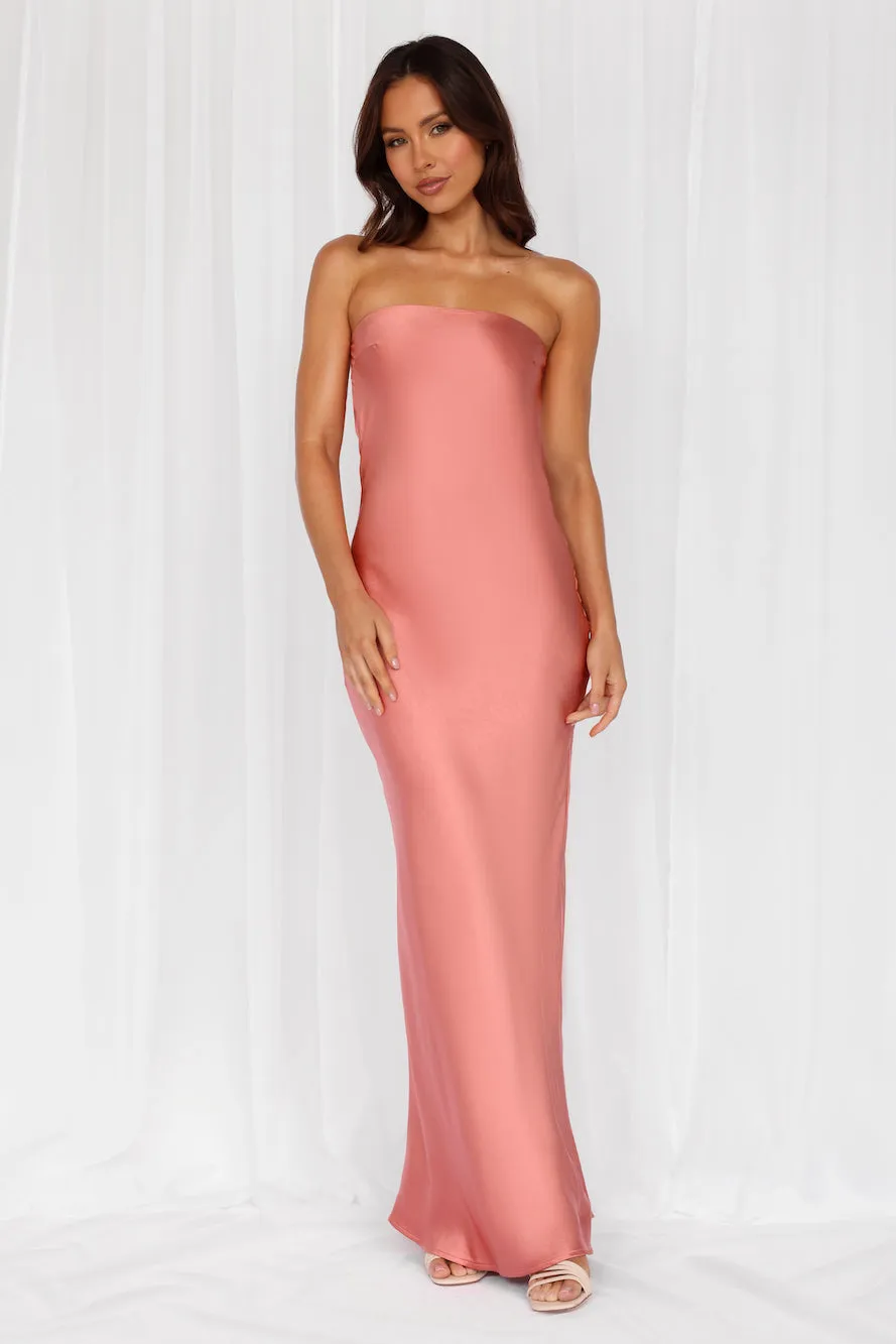 HELLO MOLLY The Felicity Strapless Satin Maxi Dress Rose sold by Hello Molly product image thumbnail 4