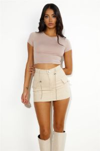 Always Trending Mini Skirt Beige sold by Hello Molly