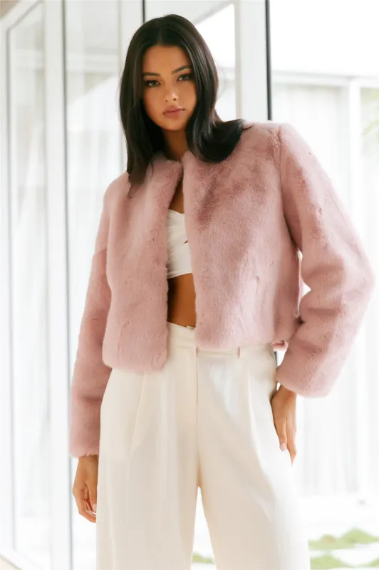 Deluxe Macaron Faux Fur Cropped Jacket Pink sold by Hello Molly