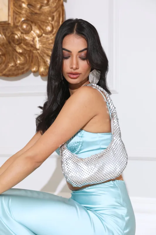 BILLINI Luna Shoulder Bag Silver Glowmesh sold by Hello Molly