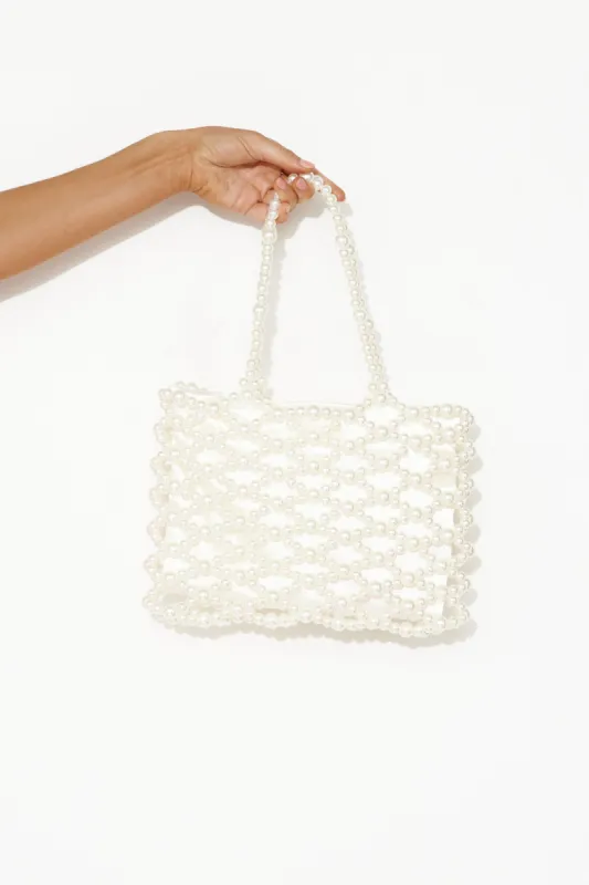 Little Luxuries Pearl Bag White sold by Hello Molly