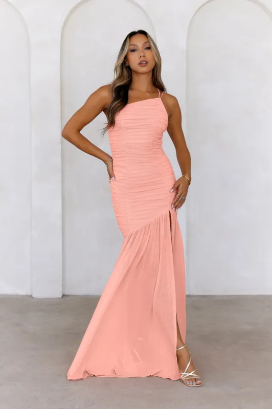 Events Diary One Shoulder Maxi Dress Peach sold by Hello Molly