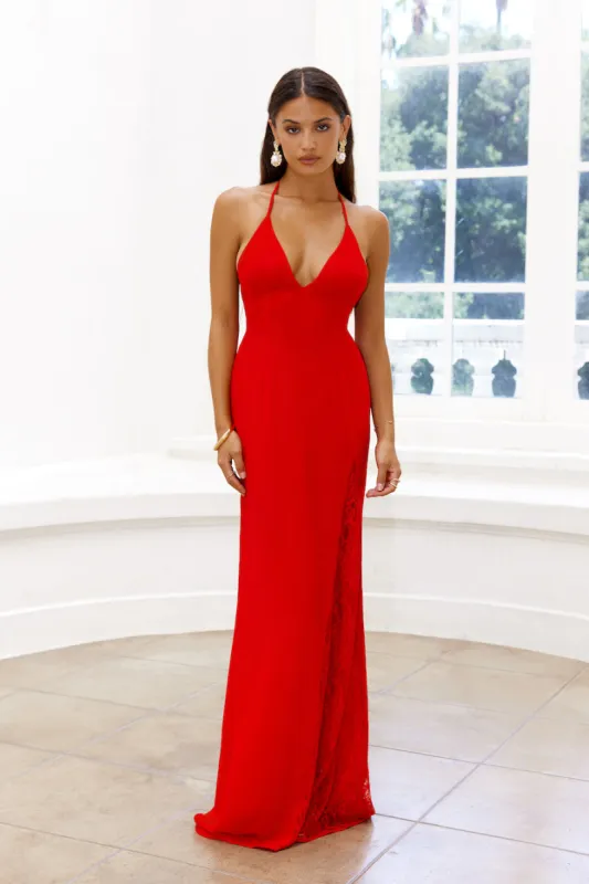 Where Sparks Fly Maxi Dress Red sold by Hello Molly