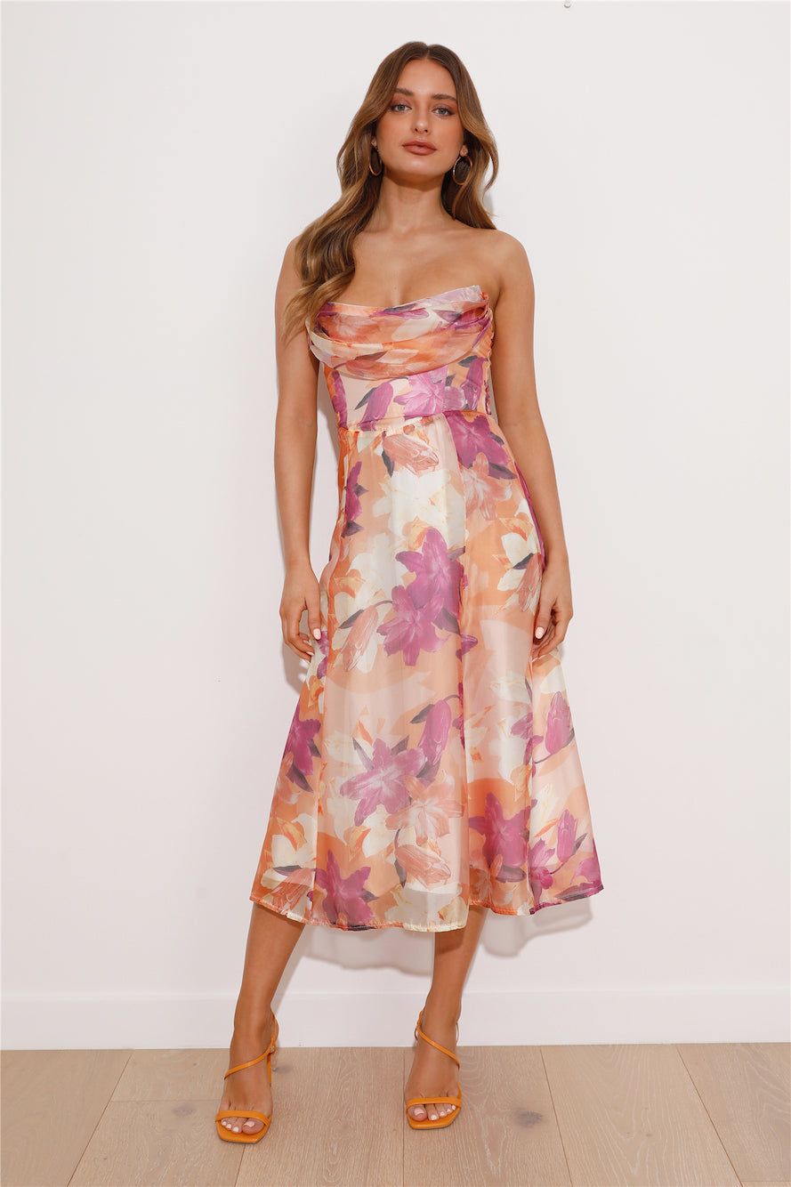 Fancy Party Midi Dress Orange sold by Hello Molly