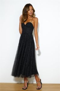 Glitter Sprinkle Midi Dress Black sold by Hello Molly