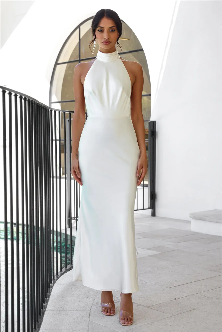 Luxurious Lady Satin Maxi Dress Cream sold by Hello Molly